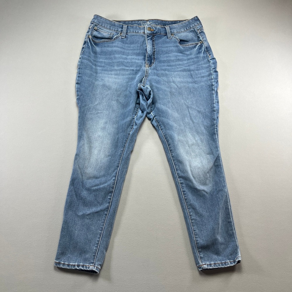 Time And Tru Jeans Curvy Women 16 Blue Denim Cotton Stretch High Rise Skinny Leg